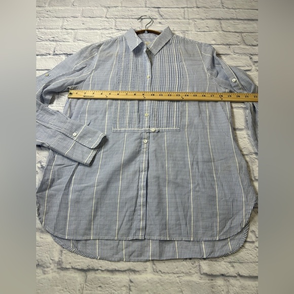 J. Crew Women's Blue Striped Button Down Shirt. 100% Cotton. - Picture 8 of 10